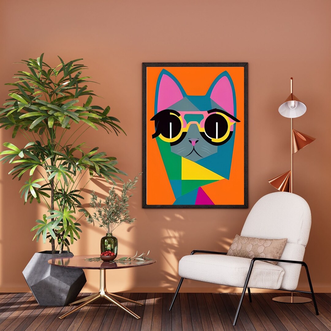 Abstract Cat Wall Art/printable Abstract Cat/cat Abstract Wall Etsy