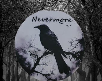 Nevermore Raven Sticker | Edgar Allan Poe Gothic Decal | Black Crow Halloween Sticker | Spooky Decor Laptop/ Water Bottle Sticker