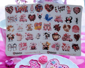 Stickervel Valentijnsdag | Stickers liefde en romantiek | Schattige Valentijnsstickers | Plannerstickers | Plakboekversieringen