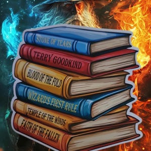 Terry Goodkind Book Stack Sticker | Sword of Truth Series Sticker | Wizard's First Rule Vinyl Sticker | Fantasy Reader Gift