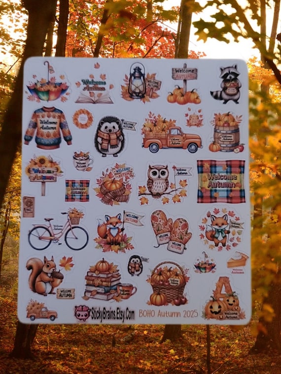 Boho Autumn Sticker Pack | Fall Pumpkins, Foxes & Cozy Harvest