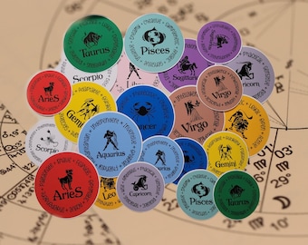 Stickerpakket sterrenbeeld | Astrologiestickerset | Ram Stier Tweelingen Kreeft Leeuw Maagd Horoscoop Stickers | Astrologiecadeau