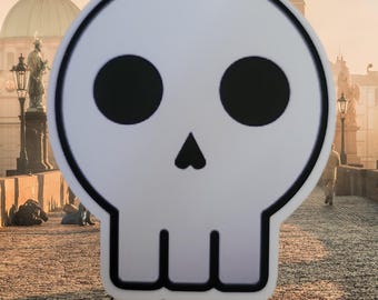Cute Minimal Skull Sticker | Gothic Kawaii Skull Decal | Halloween Vinyl Sticker | Spooky Cute Laptop Sticker