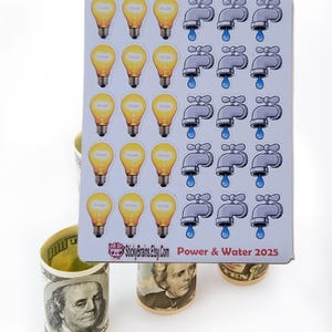Herinneringsstickers elektriciteits- en watervoorzieningsrekening, perfect voor planners/tijdschriften