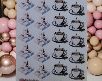 Dinner Date & Coffee Date Planner Stickers | Date Night Planner Stickers | Coffee Meetup Icons | Dinner Reservation | Journal Stickers