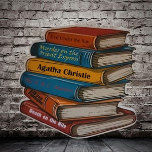 Book Stack of Agatha Christie Titles Laptop/Water-Bottle Sticker