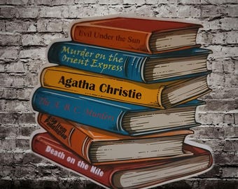 Book Stack of Agatha Christie Titles Laptop/Water-Bottle Sticker