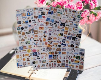 Paquete de pegatinas para planificador de vacaciones / Pegatinas para 12 meses de vacaciones / Pegatinas para planificador de celebraciones mensuales / Set de calendario y diario