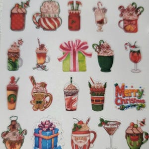 Mooie stickers voor koffiedrankjes voor de feestdagen, perfect voor planners/dagboeken