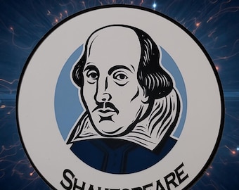 William Shakespeare-klistermärke | Vinyldekal för klassisk litteratur | Gåva för bokälskare | Klistermärke för engelsklärare
