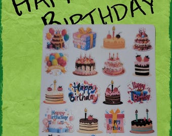 Birthday Cake Planner Stickers | Birthday Planner Stickers | Happy Birthday Sticker Sheet | Celebration Planner Stickers | Party Stickers