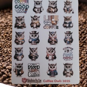 Kaffee Eulen Aufkleber - perfekt für Planer/Journals 1,5 cm hoch
