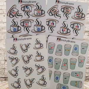 Liquidation ! Stickers pour agenda de tasses à café 4 modèles Mug NYC, Mug enseignant, Tasse verte NYC, Mug vierge