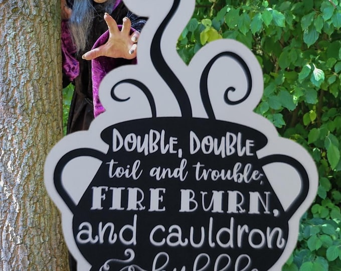 Macbeth Witch Cauldron Sticker | Double Double Toil and Trouble Decal | Shakespeare Quote Sticker | Gothic Literary Gift