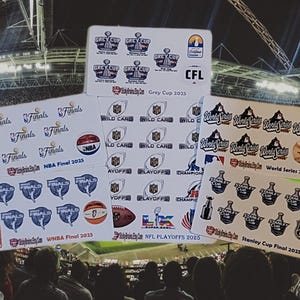 Superbowl NFL Playoffs, WNBA Finals, Grey Cup, Stanley Cup, NBA Final, World Series Stickers