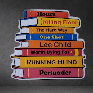 Book Stack of Lee Child Titles Perfect for Laptop or Water Bottle