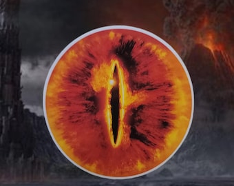 Pegatina del Ojo de Sauron / Calcomanía de Ojo Fantástico / Pegatina de Vinilo de Ojo Ardiente / Regalo para Amantes de los Libros y los Videojuegos