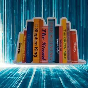 Pegatina para portátil o botella de agua con libros de Stephen King