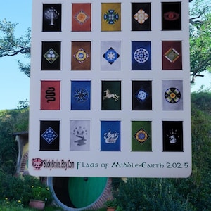 Flags of Middle-Earth | Fantasy Fan Art Stickers | 20 Mini Flags LOTR Inspired Sticker Sheet for Planner/Journals