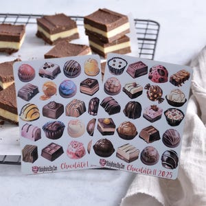 Schokolade!  Zwei Bögen Set Planner Sticker - Perfekt für Planer/Journals oder zum Basteln 1,6 cm hoch
