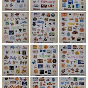 12 Monate Urlaubsplaner Sticker Set ganzes Jahr 12 Blätter oder einzelne Monate erhältlich. Perfekt für Planer / Journals