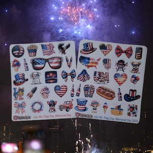4 juillet, Memorial Day, Stickers pour le jour du drapeau - parfaits pour l'agenda/les revues ou le bricolage. 0,6 po. de haut