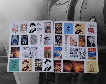 Agatha Christie Planer Aufkleber | Poirot & Miss Marple Aufkleber Bogen | Mystery Book Lover Aufkleber | Detektiv Planer Sticker