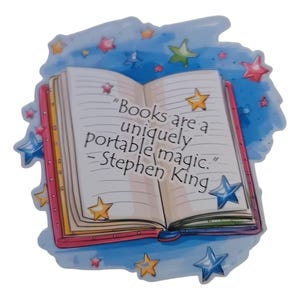 Os livros são uma magia portátil única - Citação de Stephen King Adesivo para laptop/garrafa de água