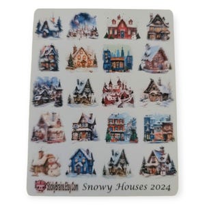 Besneeuwde huisstickers. Zet een gezellig winterdorp in je planner. 0,6 inch hoog, perfect voor planners/dagboeken