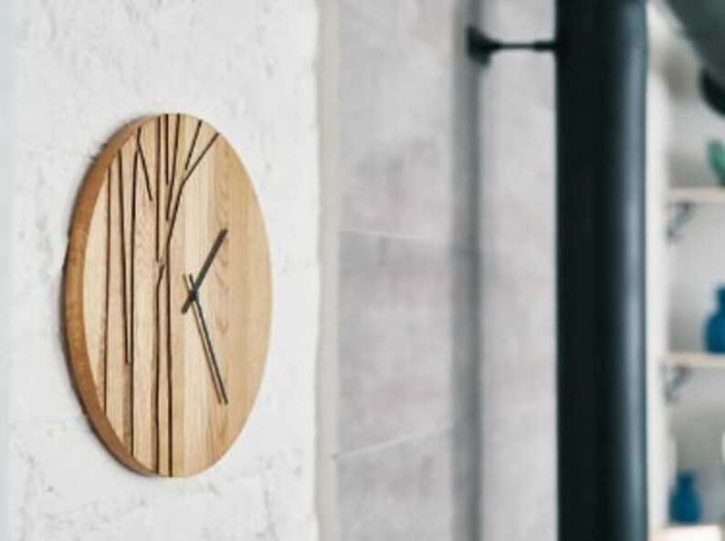 Wall Clock Large Wooden Clock Large Natural Oak Modern Etsy