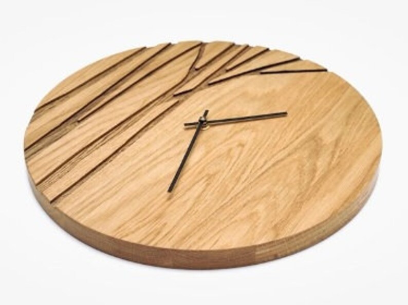 Wall Clock Large Wooden Clock Large Natural Oak Modern Etsy