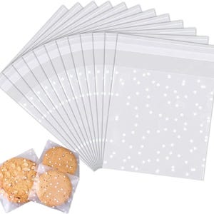 100 Clear Frosted Cookie Bags: Self Adhesive Sweet Packaging (10x10 cm)