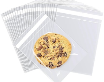 100 PCS Clear Cookie Sweet Bags  Self Adhesive Small Plastic Packaging  Jewellery, Clear Frosted Package Food Chocolates Biscuit Candy