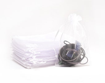 10 20 50 100 White Organza Gift Bags Wedding Party Favour Xmas Jewellery Candy Pouches