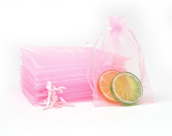 10 20 50 100 Pink Organza Gift Bags Wedding Party Favour Xmas Jewellery Candy Pouches