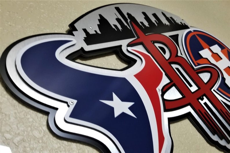 Houston Sports Teams Wall Décor in Silver Etsy