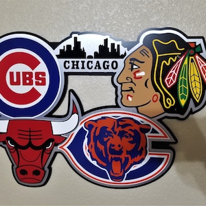 Chicago Sports Teams Combo with Cubs wall décor.