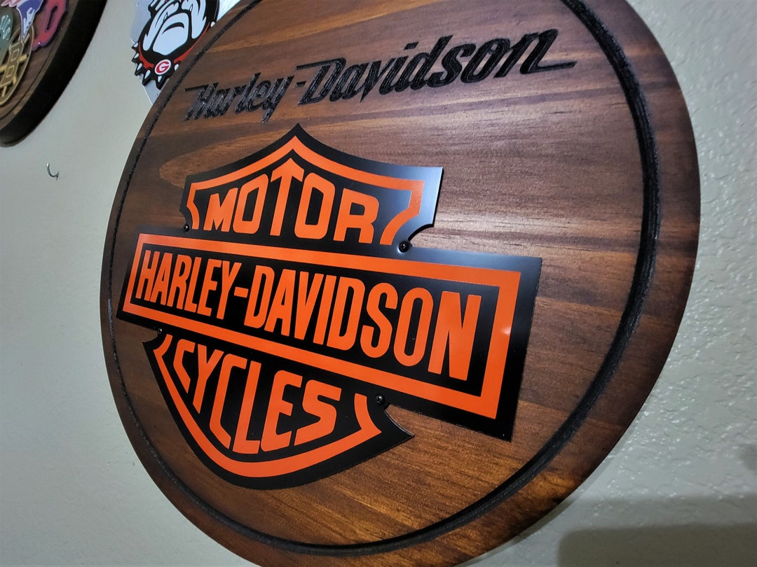 Wood Round Harley Davidson Themed Wall Décor. Etsy