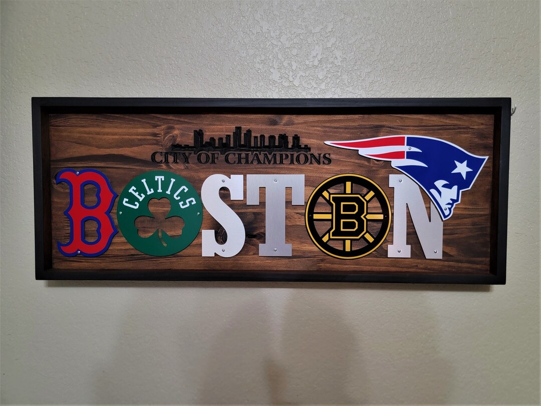 Large Wood Boston City of Champions Sports Teams Wall Décor Etsy