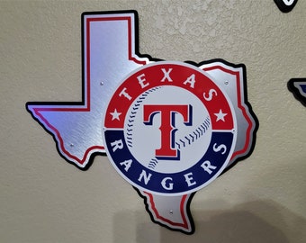 Texas Rangers on Texas wall décor with black backer