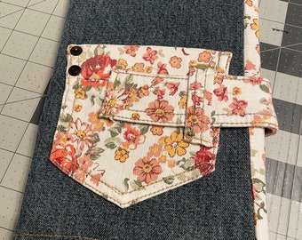 Denim Journal with floral pocket