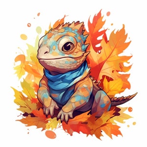 Anime Iguana | Set of 5 | Clipart Bundle | High Quality PNGs | Transparent PNGs | No Background | Digital Download | FREE COMMERCIAL USE