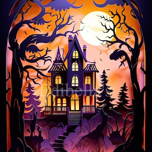 Haunted Mansion | Set of 10 | Clipart Wallpaper Set | 300 DPI JPGs and PNGs | Digital Download | 3584 x 5376 Pixels | 11.95 x 17.92 inches