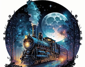 Midnight Train | Set of 10 | Clipart Bundle | High Quality JPEGs | Transparent PNGs | Digital Download | Printable Art | FREE COMMERCIAL USE