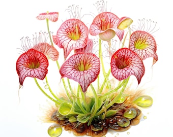 Fleischfressende Pflanzen | 10er Set | Clipart-Bundle | Hochwertige 300 dpi JPEGs | Digitaler Download | KOSTENLOSE KOMMERZIELLE NUTZUNG | Nepenthes Drosera