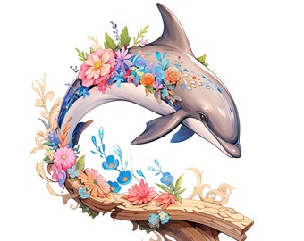 Dolphin | Set of 10 | Clipart Bundle | High Quality 300 dpi JPEGs and 300 dpi Transparent PNGs | Digital Download | FREE COMMERCIAL USE