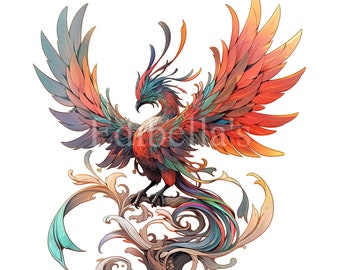 Phoenix Clipart 2 | High Quality 300 DPI JPEG | Transparent PNG | 4096 x 4096 Pixels | Digital Download | Free Commercial Use | Fantasy Bird