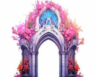 花のアーチ | 10 個セット | クリップアート バンドル | 高品質 JPEG | 透明 PNG | デジタル ダウンロード | ファンタジー アーチウェイ | 商用利用無料