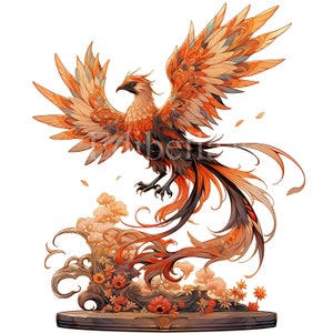 Phoenix Clipart | Hoge kwaliteit 300 DPI JPEG en transparante PNG | 4096 x 4096 pixels | Digitaal downloaden | Gratis commercieel gebruik | Fantasie vogel