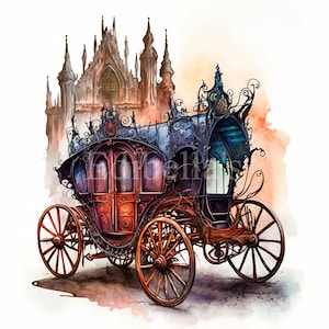 Carrozza gotica / Set di 10 / Pacchetto Clipart / JPEG di alta qualità / PNG trasparenti / Download digitale / Stampabile / USO COMMERCIALE GRATUITO
